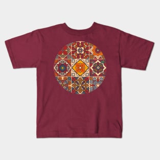 Boho style circle design with moroccan tile pattern Kids T-Shirt